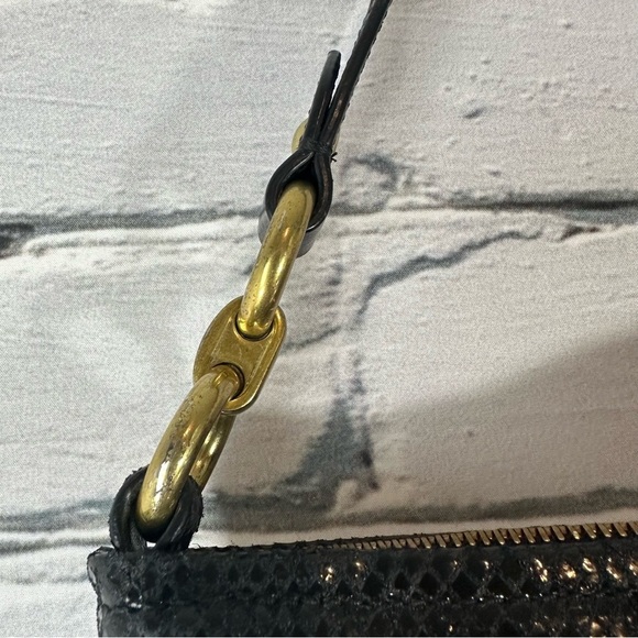 Coach Ashley Leather Hippie Black Reptile Trim Hobo Purse Handbag - Picture 6 of 15